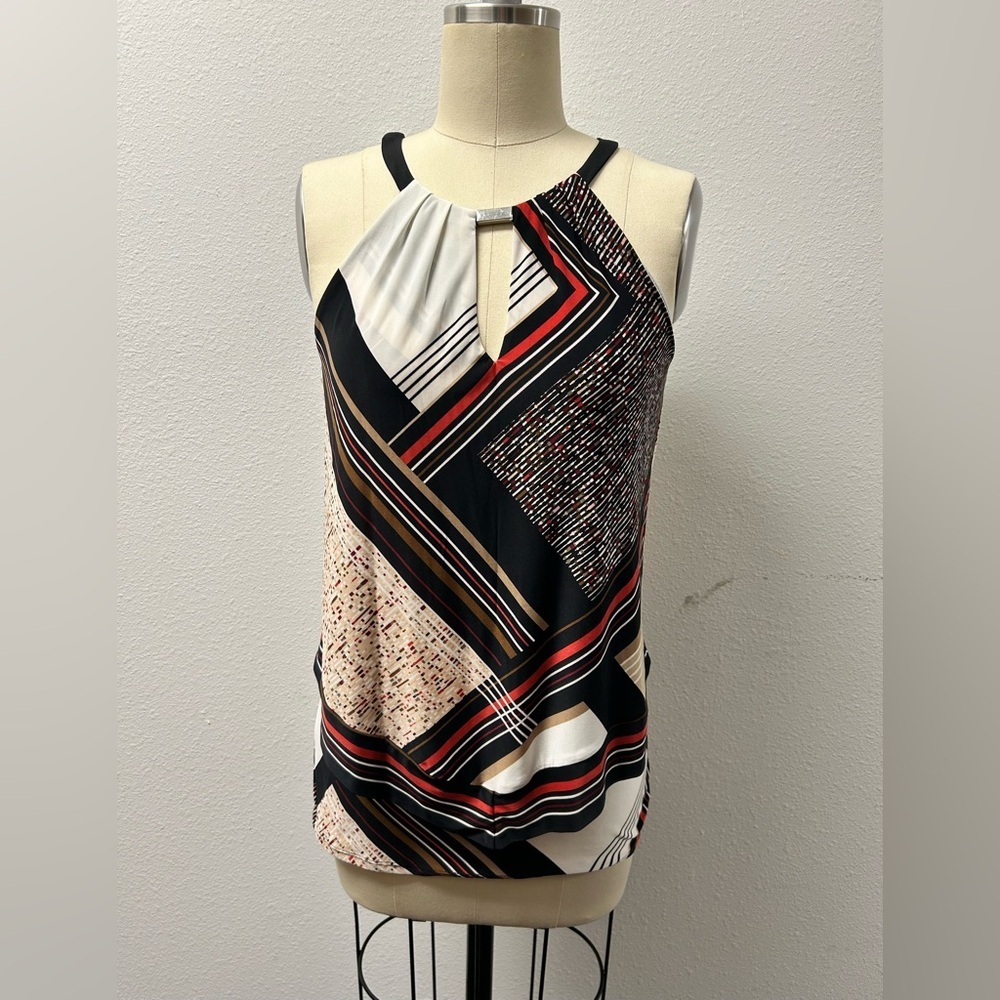 WHBM Sleeveless Geometric Print Top